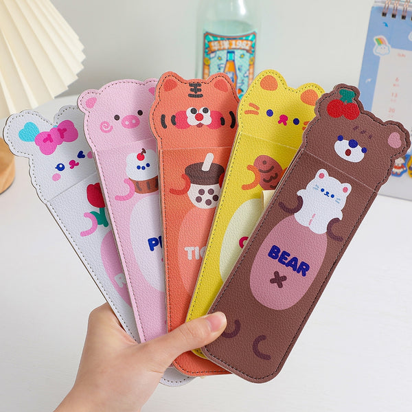 Notebook Pencil Case [ Brown Bear ] With Elastic Strap By Milkjoy