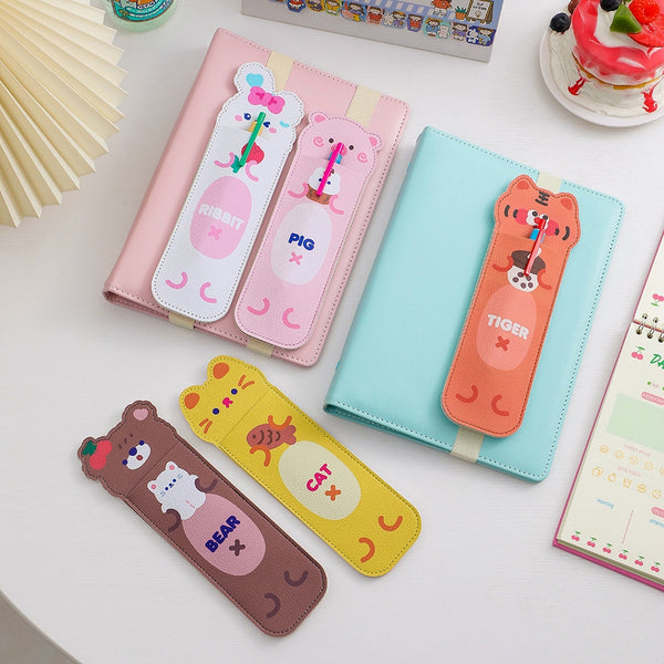 Notebook Pencil Case [ Orange Tiger ] With Elastic Strap By Milkjoy