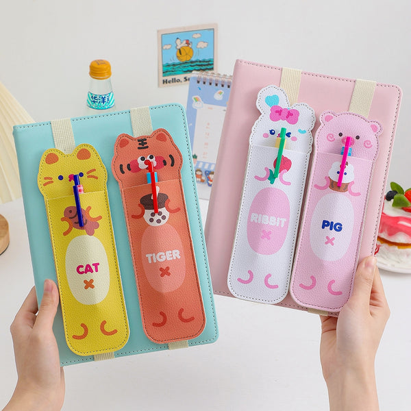 Notebook Pencil Case [ Yellow Cat ] With Elastic Strap By Milkjoy