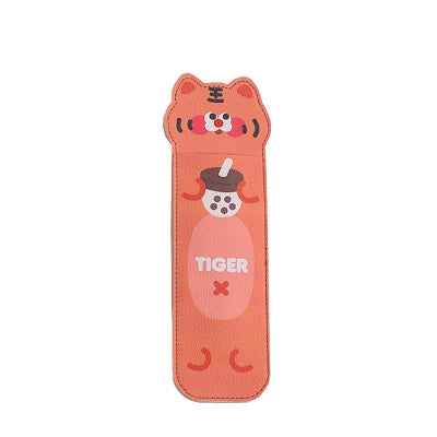 Notebook Pencil Case [ Orange Tiger ] With Elastic Strap By Milkjoy