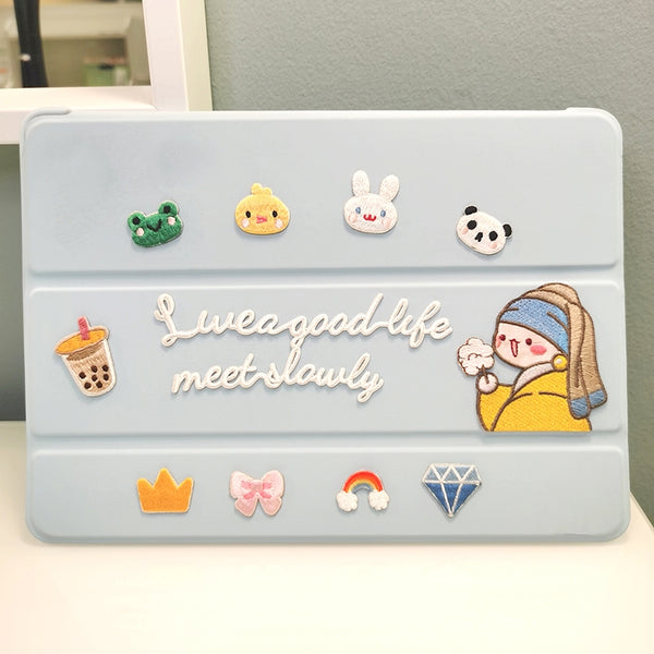 Painting Girl [Girl With A Kitten] Embroidered Sticker & Iron-On Patch