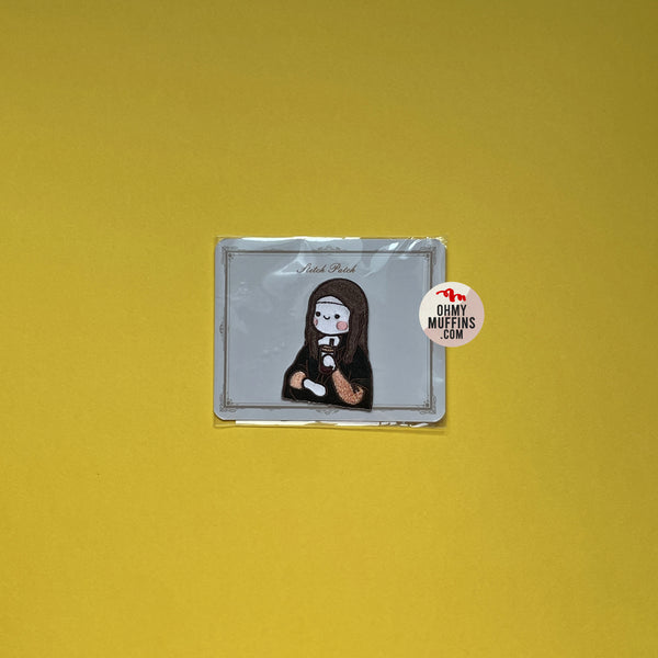 Copy of Painting Girl [Mona Lisa with Bubble Tea] Embroidered Sticker & Iron-On Patch