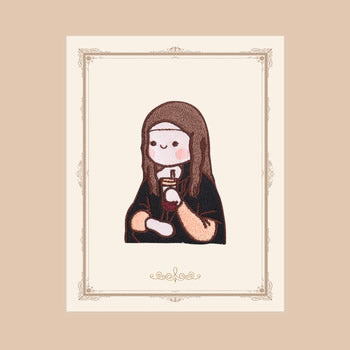 Copy of Painting Girl [Mona Lisa with Bubble Tea] Embroidered Sticker & Iron-On Patch