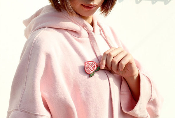 Peach Embroidery Brooch By U-Pick