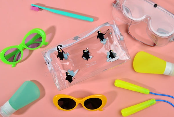 Penguin Fun At The Sea Transparent Pouch By Kiitos Life
