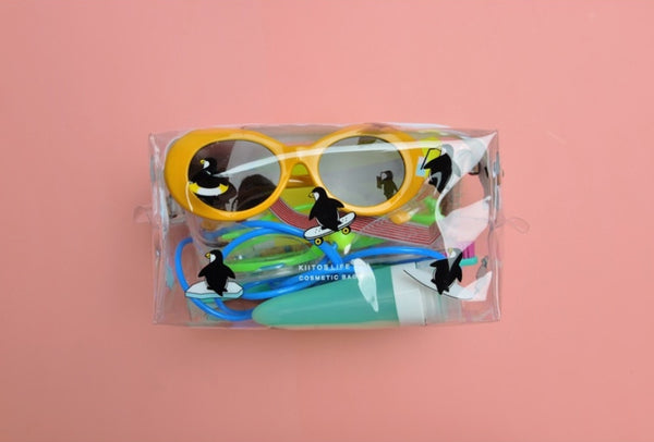Penguin Fun At The Sea Transparent Pouch By Kiitos Life