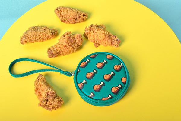 Pixel Food Drumstick Green Coin Pouch by Kiitos Life
