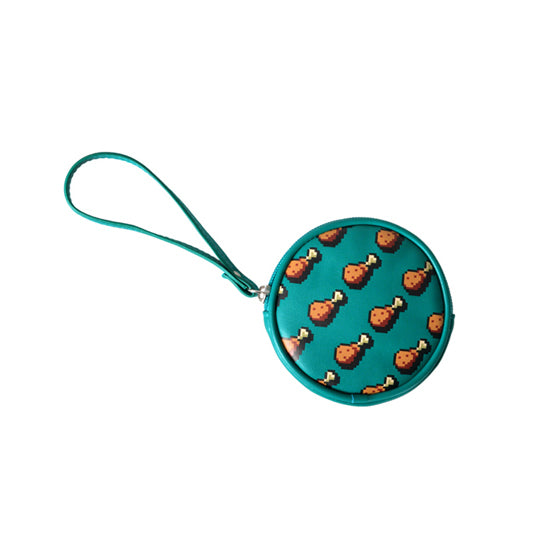 Pixel Food Drumstick Green Coin Pouch by Kiitos Life