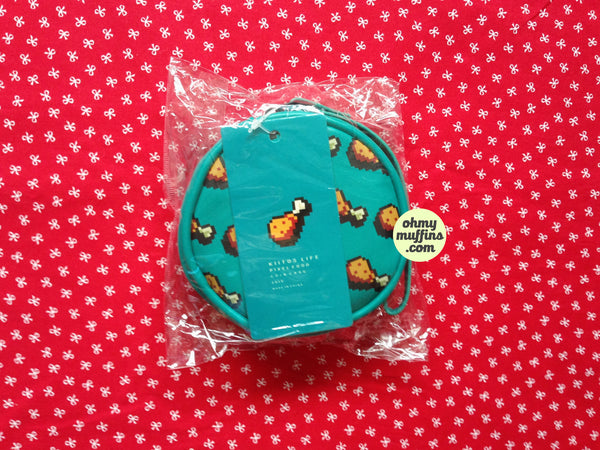 Pixel Food Drumstick Green Coin Pouch by Kiitos Life