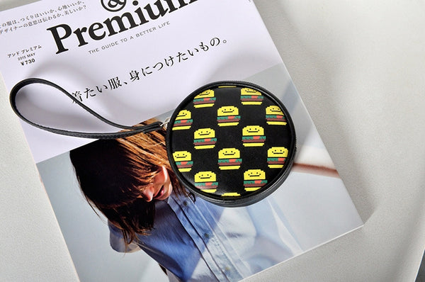 Pixel Food Hamburger Black Coin Pouch by Kiitos Life