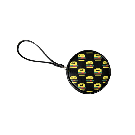 Pixel Food Hamburger Black Coin Pouch by Kiitos Life