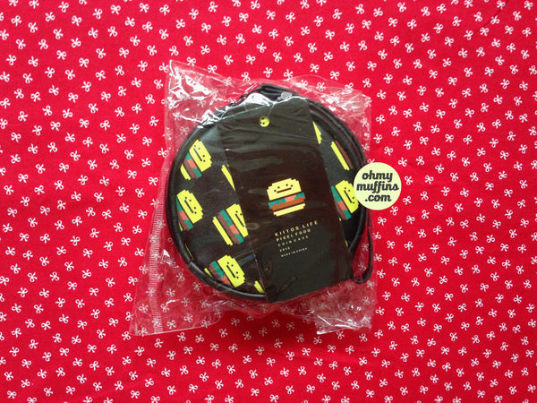 Pixel Food Hamburger Black Coin Pouch by Kiitos Life