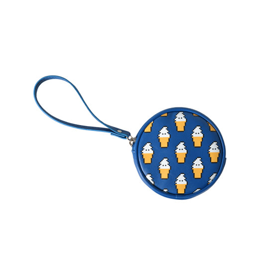 Pixel Food Ice Cream Blue Coin Pouch by Kiitos Life