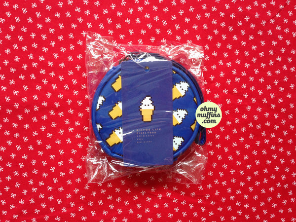 Pixel Food Ice Cream Blue Coin Pouch by Kiitos Life