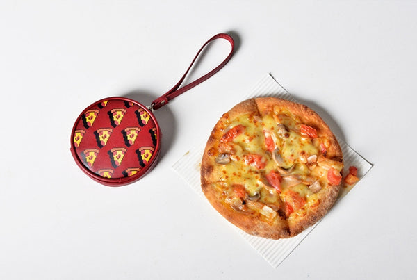 Pixel Food Pizza Red Coin Pouch by Kiitos Life