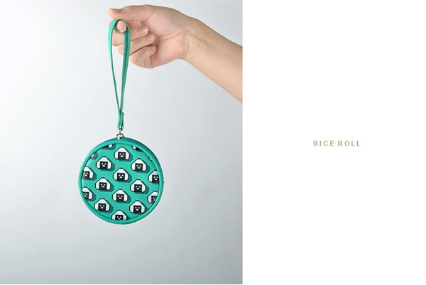 Pixel Food Rice Roll Coin Green Pouch by Kiitos Life
