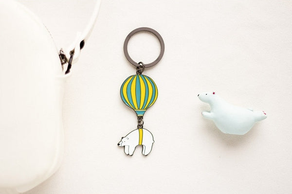 Animal Hot Air Balloon Polar Bear Key Chain By 八涂 BaTu