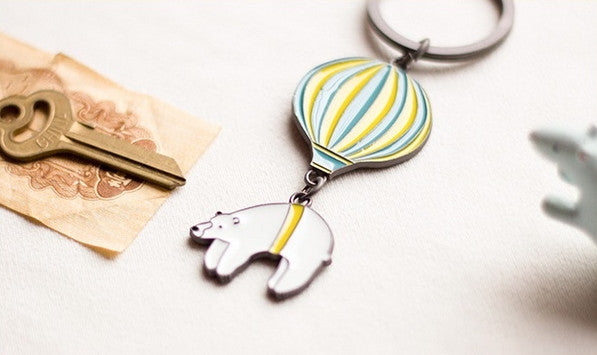 Animal Hot Air Balloon Polar Bear Key Chain By 八涂 BaTu