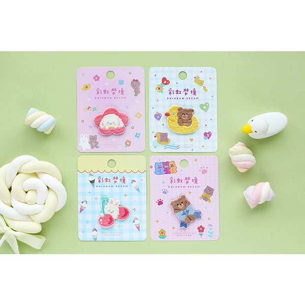 Rainbow Dream [Swimming Ring Bear] Embroidered Sticker Patch