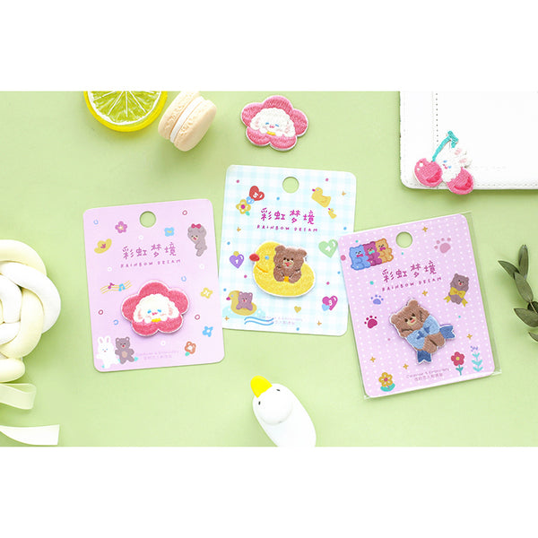 Rainbow Dream [Ribbon Bear] Embroidered Sticker Patch