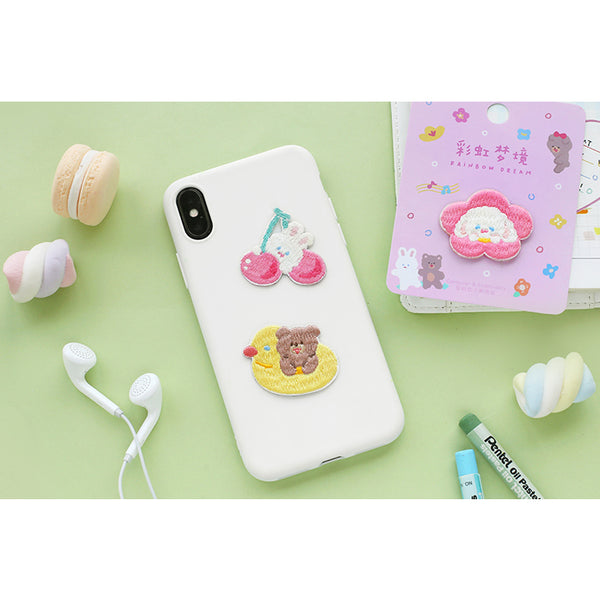 Rainbow Dream [Flower Rabbit] Embroidered Sticker Patch