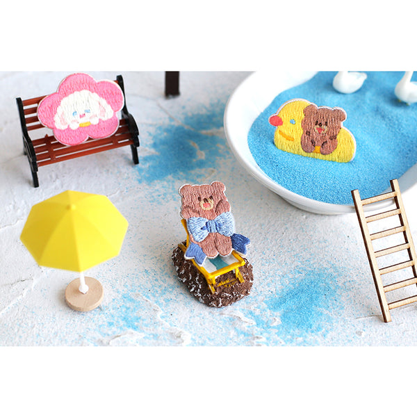 Rainbow Dream [Swimming Ring Bear] Embroidered Sticker Patch