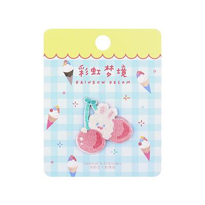 Rainbow Dream Cherry Rabbit Embroidered Sticker & Iron-On Patch