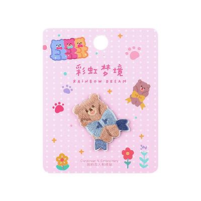 Rainbow Dream Ribbon Bear Embroidered Sticker Patch