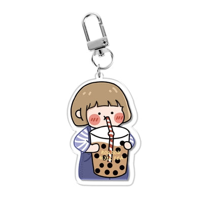 Pearl Milk Tea Macie Girl AirPods Acrylic Key Chain By RORO JUMP
