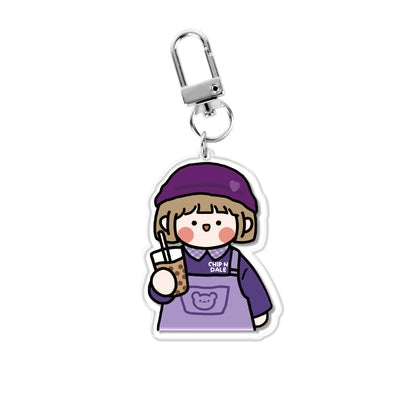 Pearl Milk Tea Marlee Girl AirPods Acrylic Key Chain By RORO JUMP