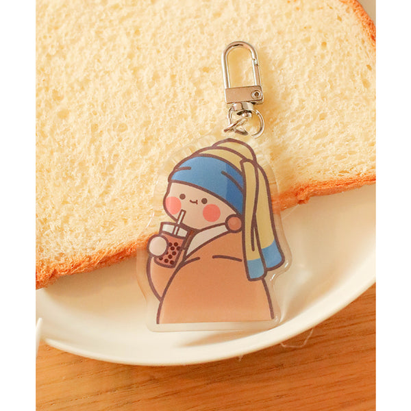 Pearl Milk Tea Mallory Girl AirPods Acrylic Key Chain By RORO JUMP