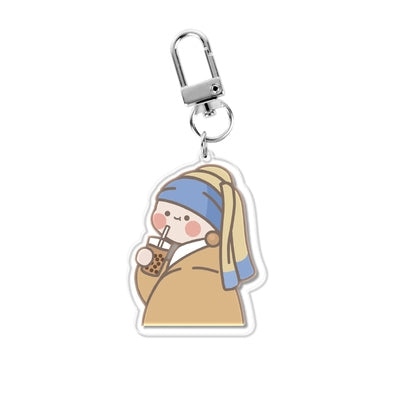 Pearl Milk Tea Mallory Girl AirPods Acrylic Key Chain By RORO JUMP