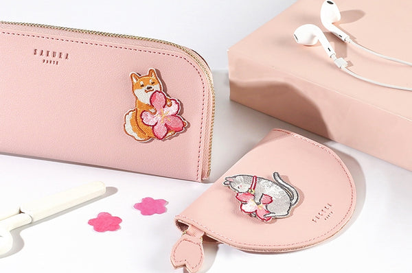 Sakura Animal [Cat] Embroidered Sticker & Iron-On Patch