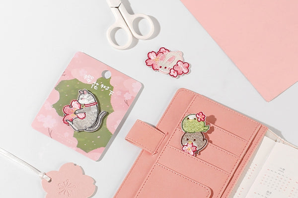 Sakura Animal [Rabbit] Embroidered Sticker & Iron-On Patch