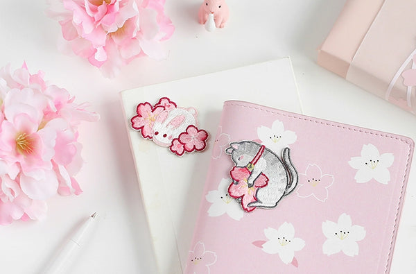 Sakura Animal [Rabbit] Embroidered Sticker & Iron-On Patch