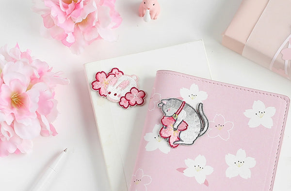 Sakura Animal [ Rabbit ] Embroidered Sticker & Iron-On Patch