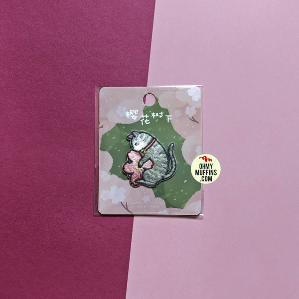 Sakura Animals Cat Embroidered Sticker Patch