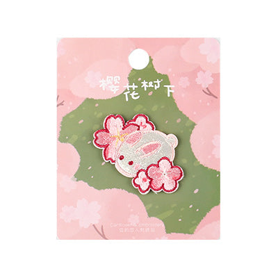 Sakura Animals Rabbit Embroidered Sticker Patch