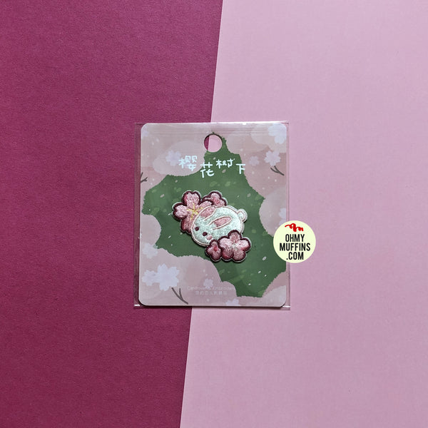 Sakura Animals Rabbit Embroidered Sticker Patch