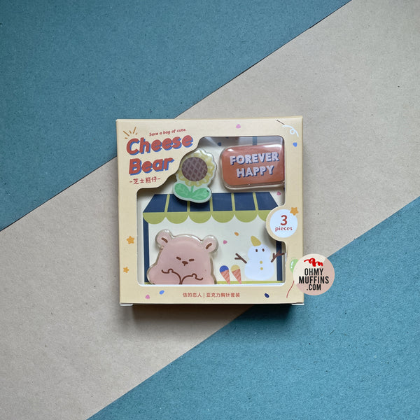 Save A Bag Of Cute [Cheese Bear] Acrylic [Set of 3] Pins