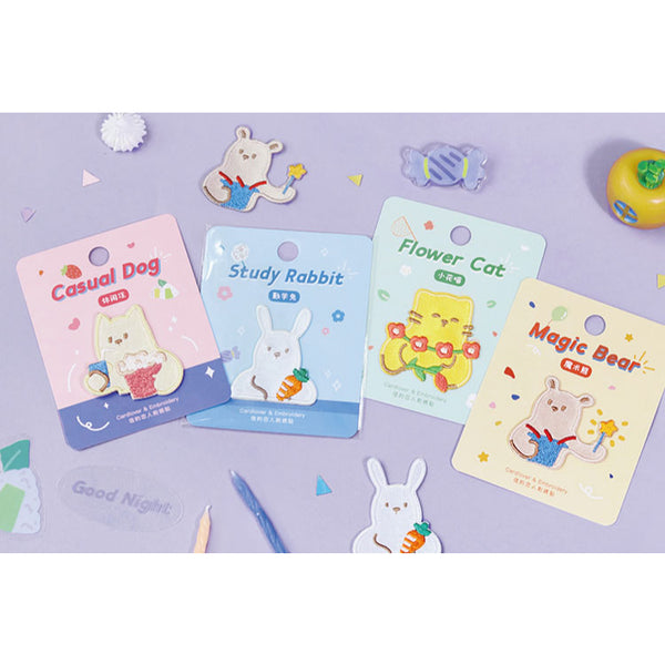 Save A Bag Of Cute [Flower Cat] Embroidered Sticker & Iron-On Patch