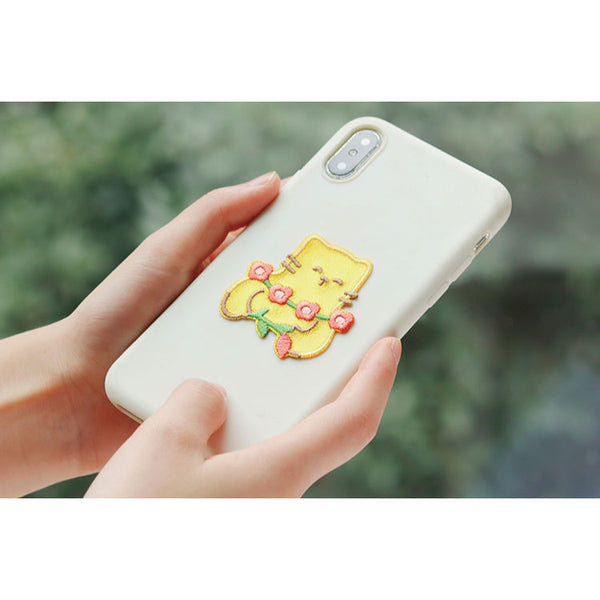 Save A Bag Of Cute [Flower Cat] Embroidered Sticker & Iron-On Patch