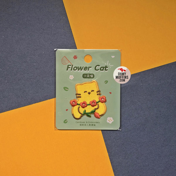 Save A Bag Of Cute [Flower Cat] Embroidered Sticker & Iron-On Patch