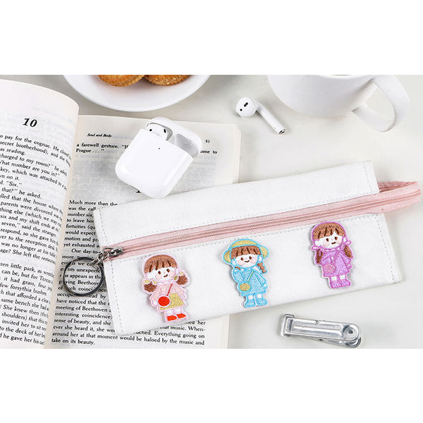 School Girl [Purple Girl] Embroidered Sticker & Iron-On Patch