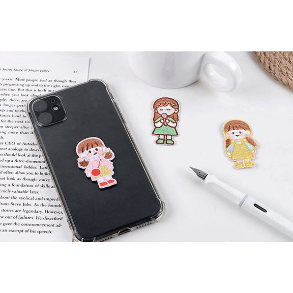 School Girl [Green Girl] Embroidered Sticker & Iron-On Patch