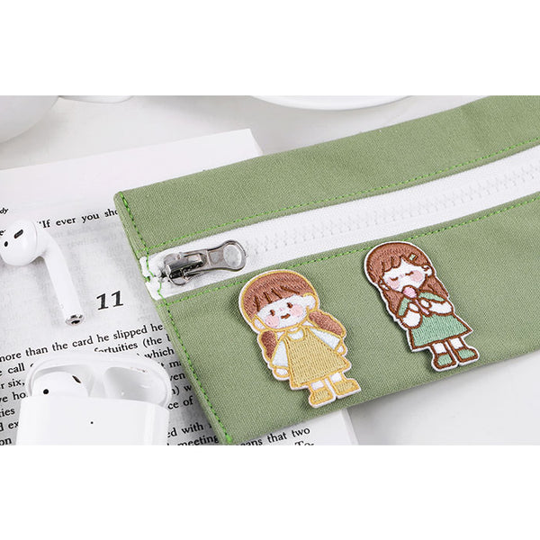 School Girl [Green Girl] Embroidered Sticker & Iron-On Patch