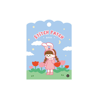 School Girl [Pink Bunny Girl] Embroidered Sticker & Iron-On Patch