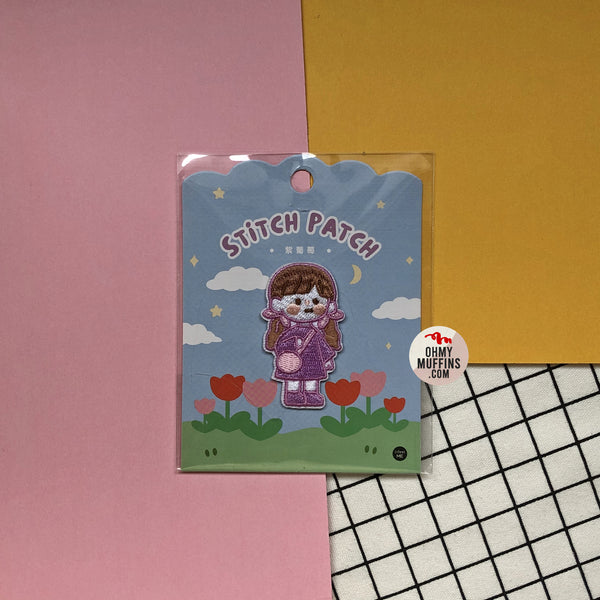 School Girl [Purple Girl] Embroidered Sticker & Iron-On Patch