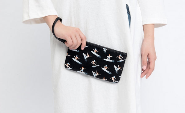 Surfing Fun At The Sea Flat Case Pouch By Kiitos Life
