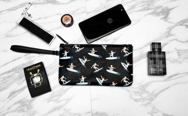 Surfing Fun At The Sea Flat Case Pouch By Kiitos Life